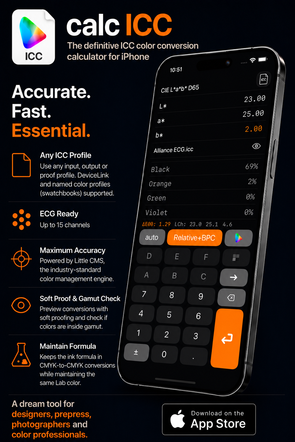 calc ICC running on an iPhone
